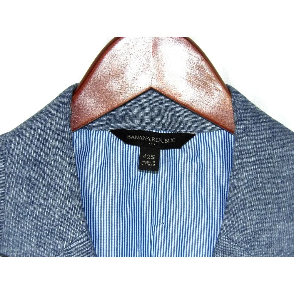 Banana Republic 2 Button Linen/Cotton Blue Blazer Men's 42 Short Standard Fit